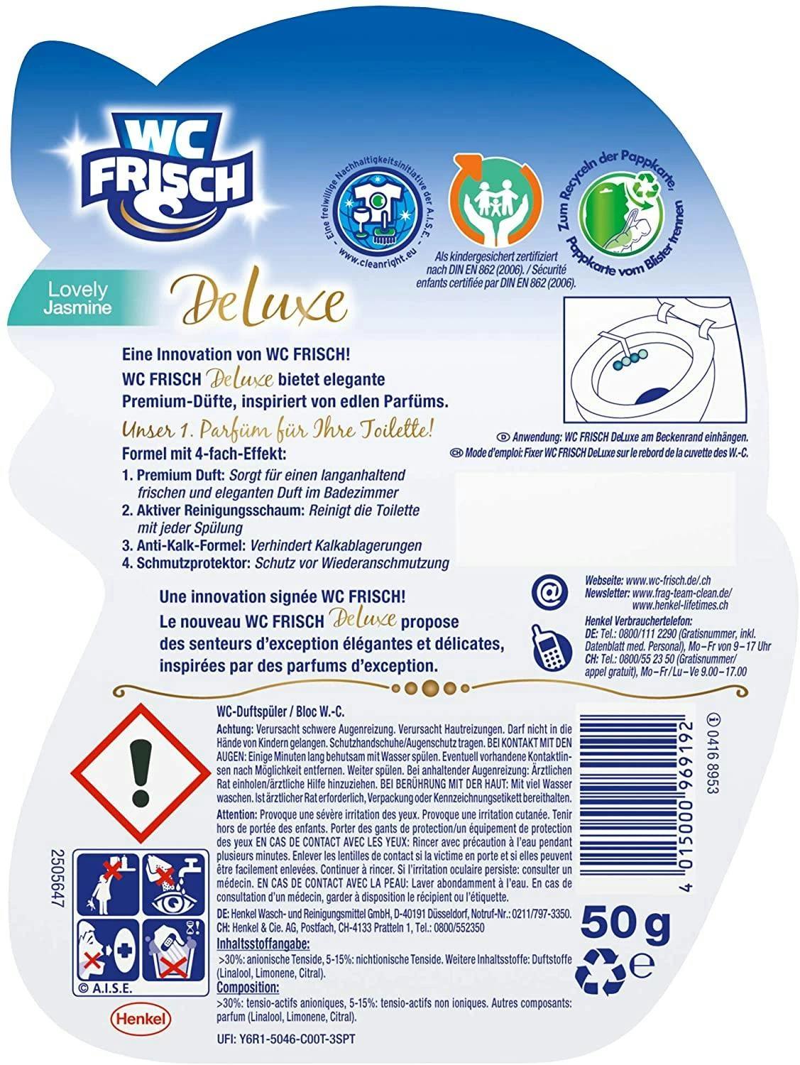 WC-Frisch DeLuxe Lovely Jasmin 50g WC Reiniger WC Duftspüler Reinigung 6 WC-Frisch DeLuxe Lovely Jasmin 50g WC Reiniger WC Duftspüler Reinigung – Bild 6