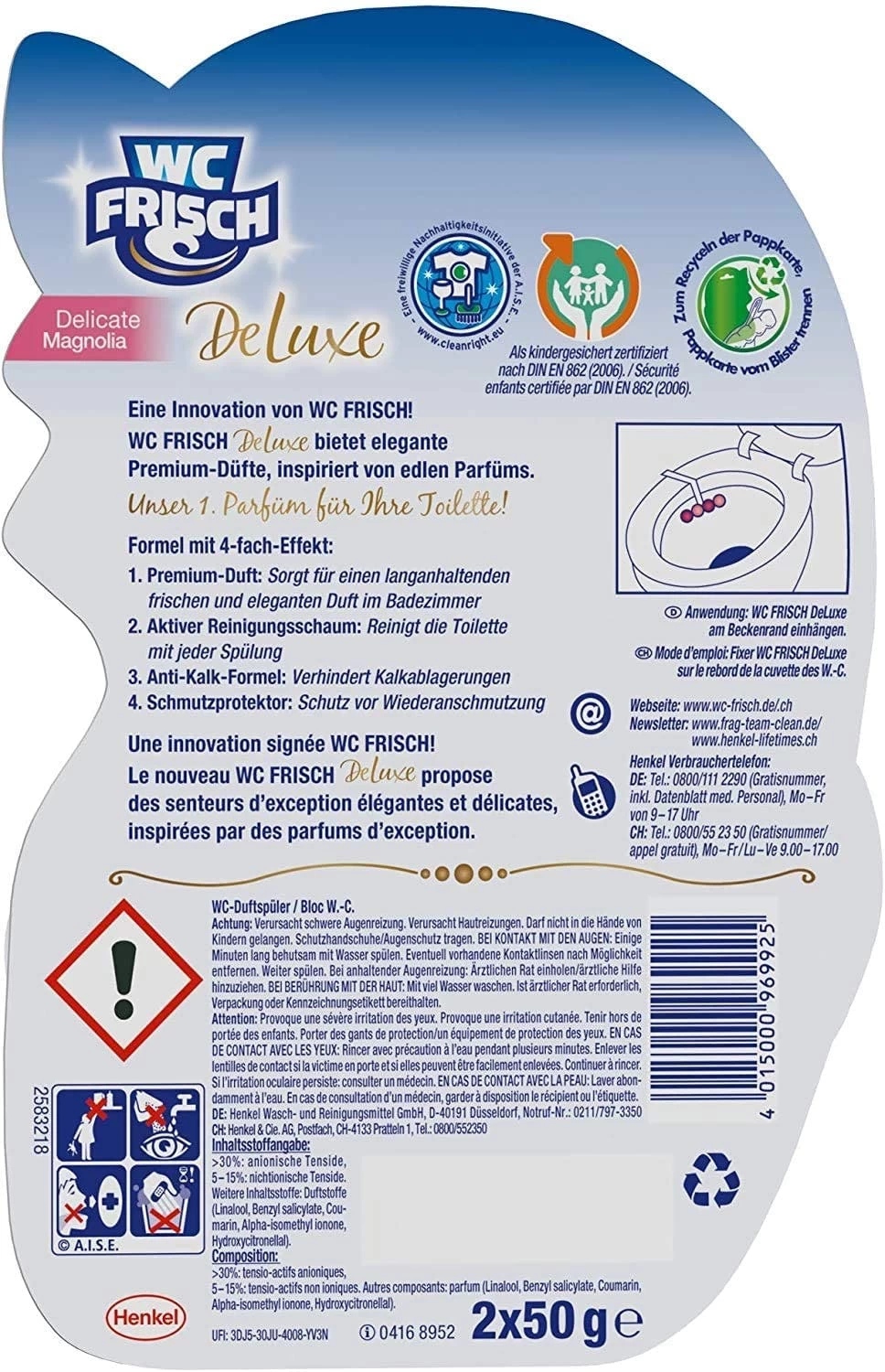 WC FRISCH DeLuxe 3er Pack Delicate Magnolia WC-Reiniger 1x3 Stück WC-Duftspüler 6 WC FRISCH DeLuxe 3er Pack Delicate Magnolia WC-Reiniger 1x3 Stück WC-Duftspüler – Bild 6