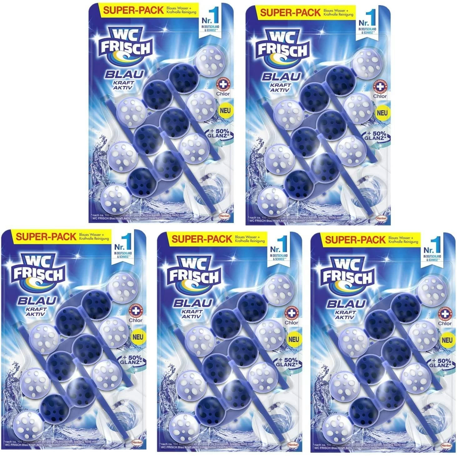 WC Frisch Kraft-Aktiv Blauspüler Chlor WC Reinigen Toilette 5x1 Stück Reiniger 5 WC Frisch Kraft-Aktiv Blauspüler Chlor WC Reinigen Toilette 5x1 Stück Reiniger – Bild 5