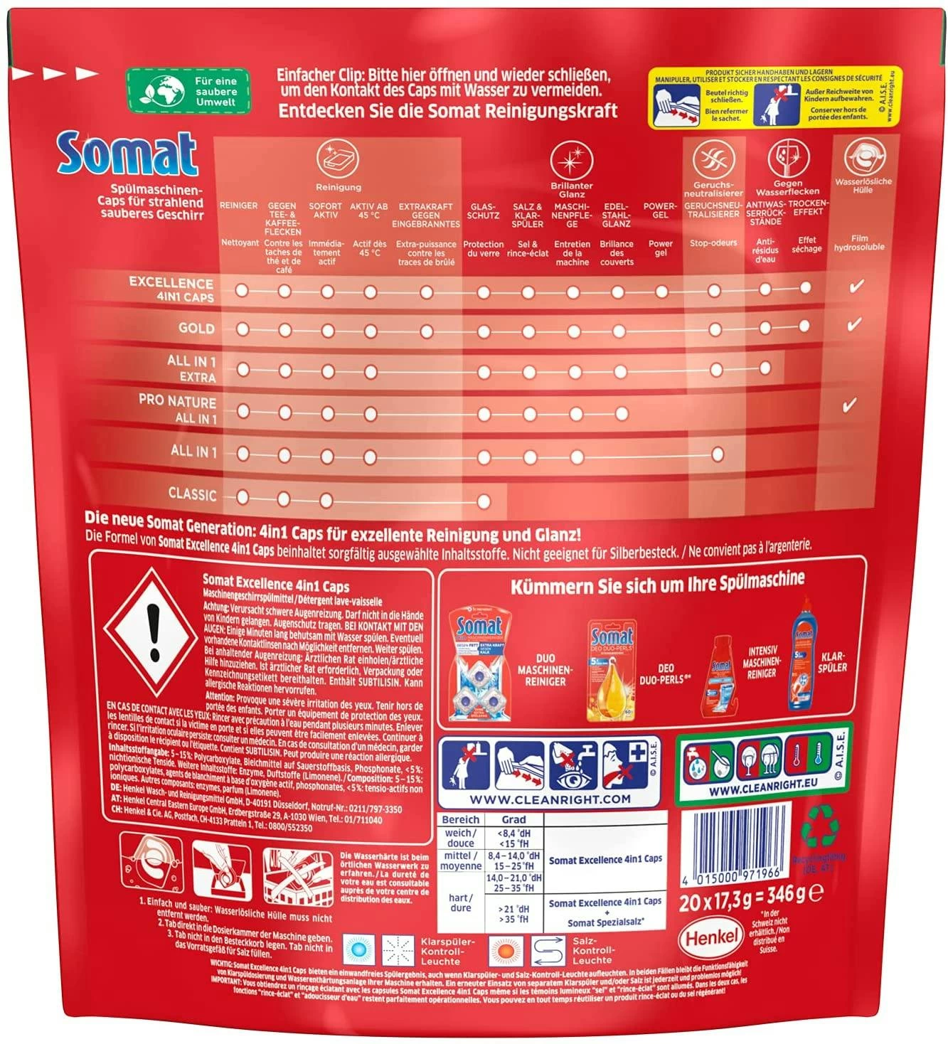 Somat Excellence 4in1 Caps 1x20 Caps Spülmaschinen Reinigung Geschirrspülmittel 6 Somat Excellence 4in1 Caps 1x20 Caps Spülmaschinen Reinigung Geschirrspülmittel – Bild 6