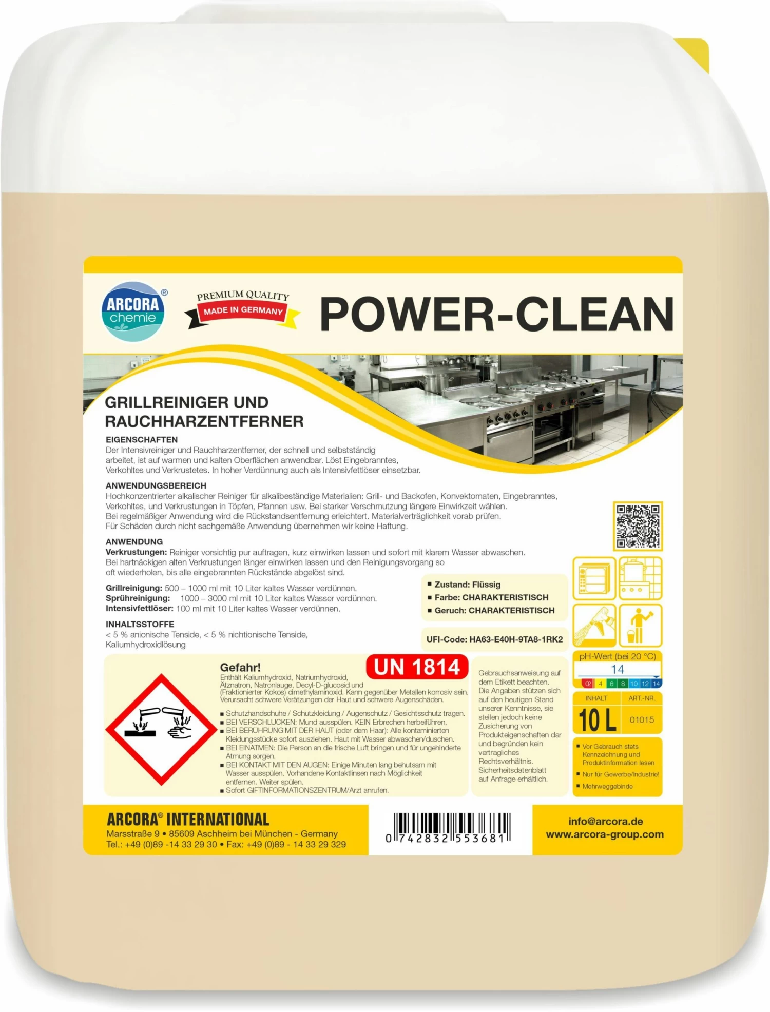 ARCORA Gebrauchsfertiger Hochalkalischer Grillreiniger GRILL-CLEAN, 10L 3 ARCORA Gebrauchsfertiger Hochalkalischer Grillreiniger GRILL-CLEAN, 10L – Bild 3