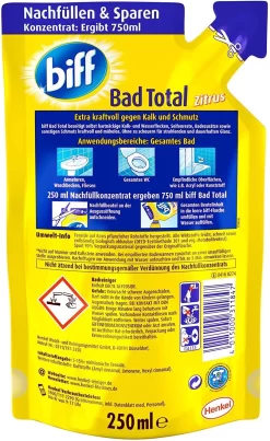 Biff Bad Total Zitrus Badreiniger Bad Reiniger Badezimmer 250 Ml Nachfüllpack -Reinigungsserien Laden 83cef9bc 7108 4ae6 b72f c17640bd25fc