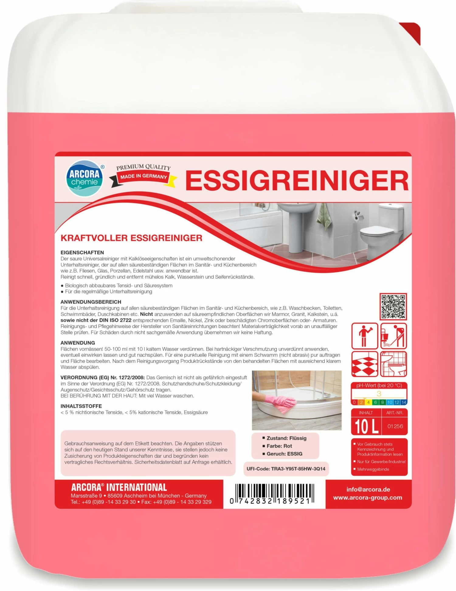 ARCORA Kraftvoller Essigreiniger ESSIGREINIGER, 10L