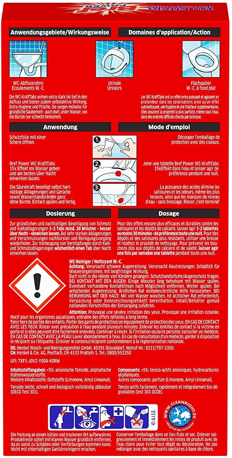 Bref Power WC Krafttabs Reiniger 15x Effekt 325g Abfluss Tiefenreinigung 6 Bref Power WC Krafttabs Reiniger 15x Effekt 325g Abfluss Tiefenreinigung – Bild 6