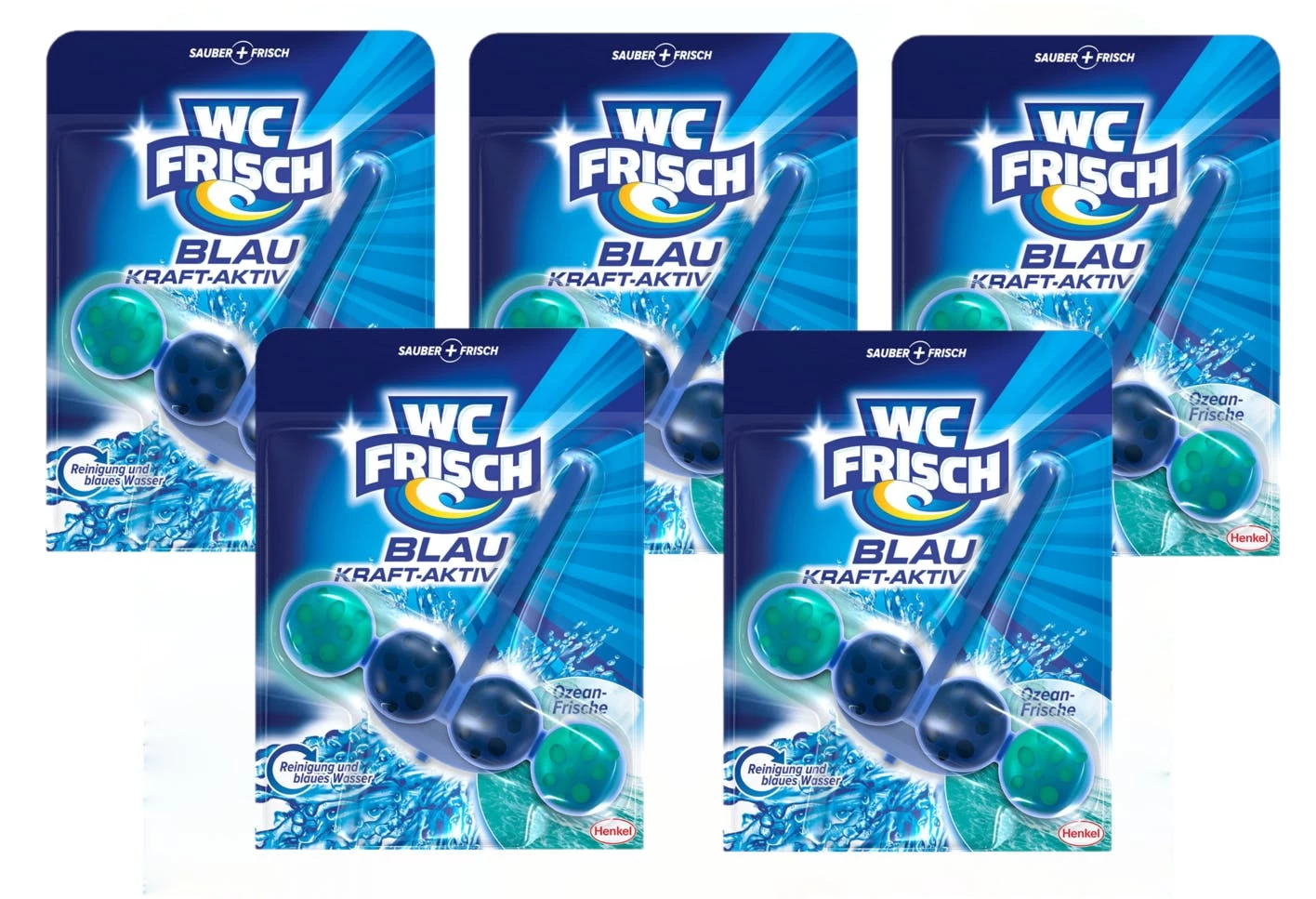 WC Frisch Kraft-Aktiv Blauspüler Chlor WC Reinigen Toilette 5x1 Stück Reiniger 2 WC Frisch Kraft-Aktiv Blauspüler Chlor WC Reinigen Toilette 5x1 Stück Reiniger – Bild 2